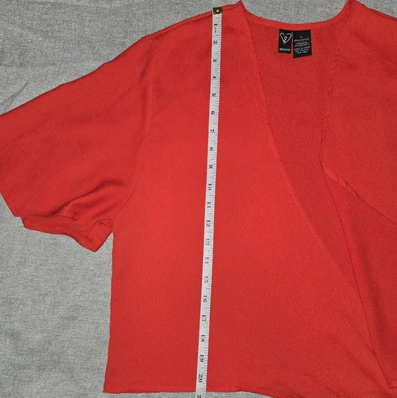 Windsor Red Tie Front Top Short Sleeves Size Large - Picture 13 of 15